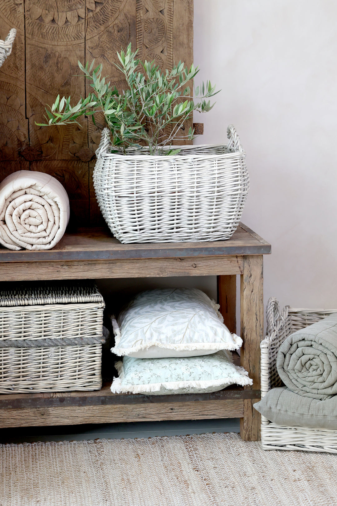 Chic Antique Grimaud Tisch mit Regal aus Recyclingholz Natur