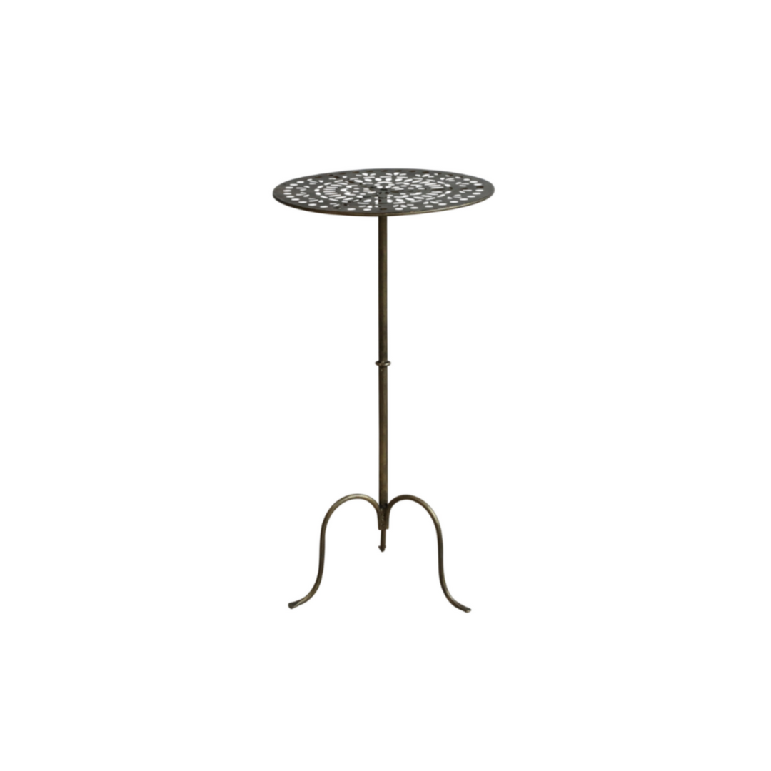 Chic Antique runder Beistelltisch aus Eisen in Antique Messing im Vintage Landhausstil