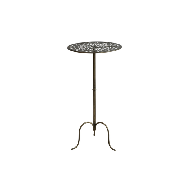 Chic Antique runder Beistelltisch aus Eisen in Antique Messing im Vintage Landhausstil