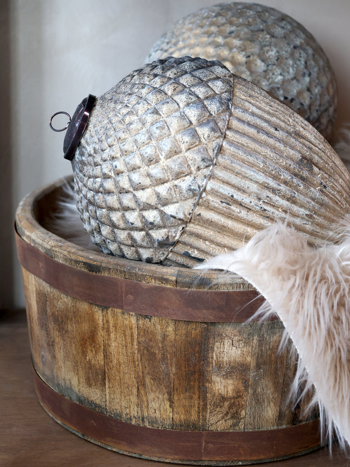 Dekorative Holzwanne aus der Grimaud Kollektion von Chic Antique mit natürlicher Holzpatina