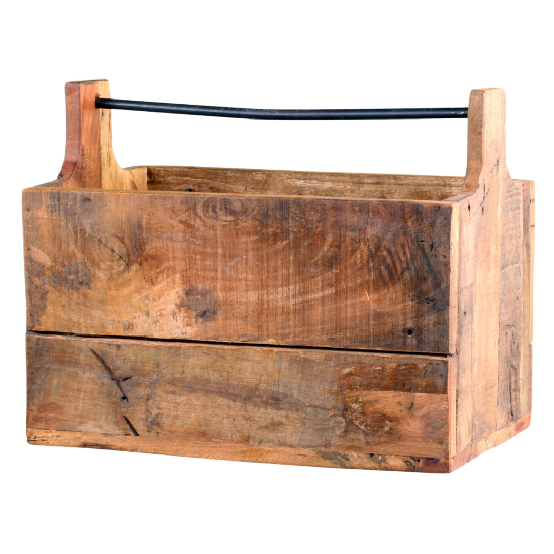 Chic Antique Holzkasten mit Handgriff aus recyceltem Holz im Landhausstil