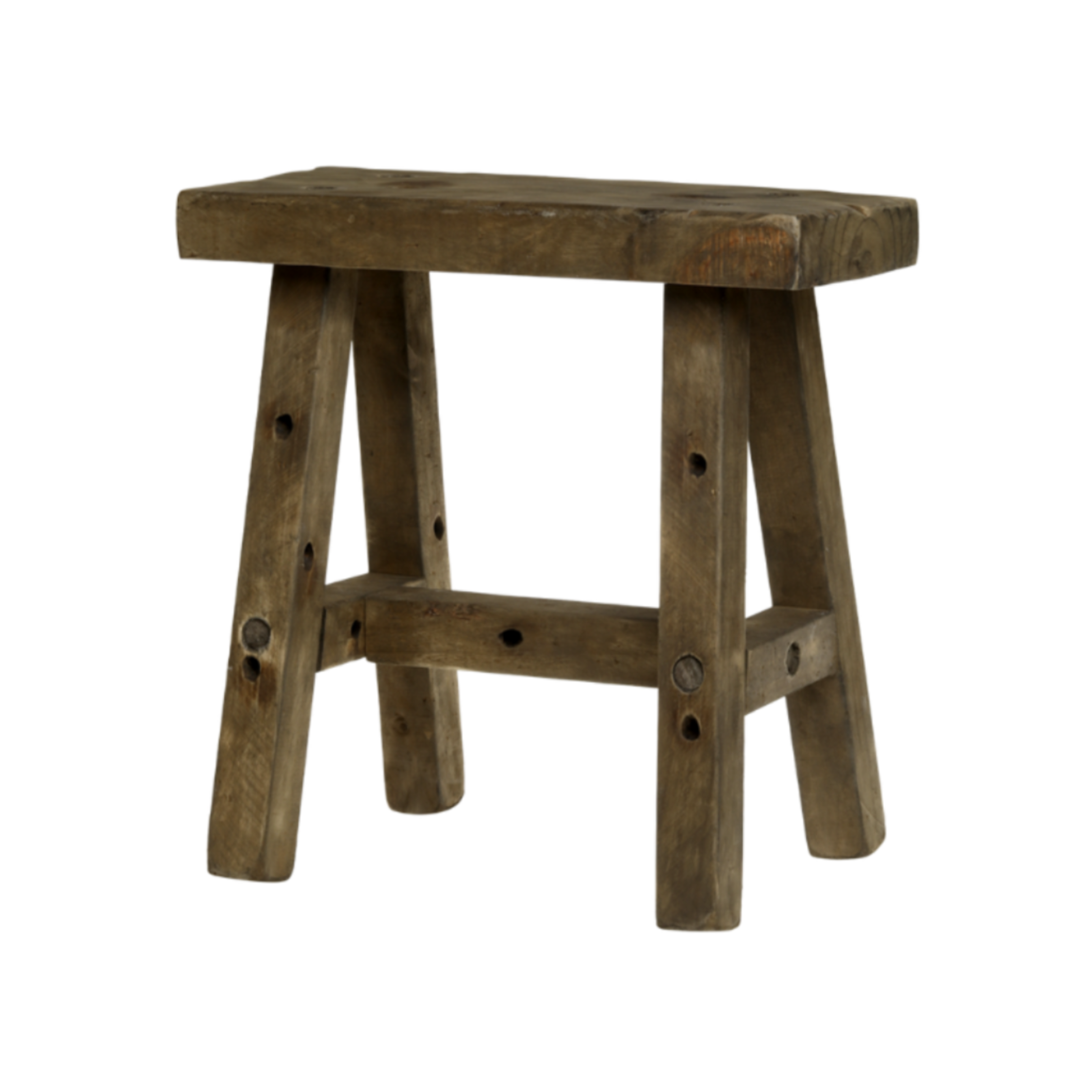 Chic Antique Hocker aus Kiefernholz natur rustikaler Holzhocker im skandinavischen Landhausstil