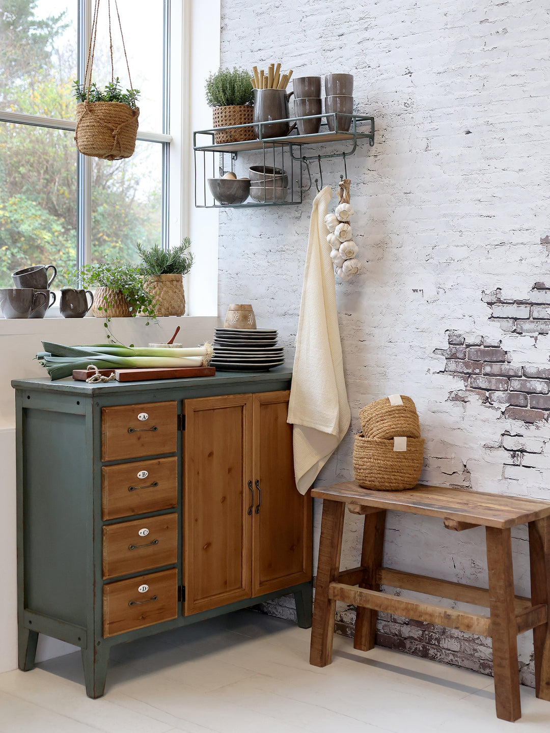 Chic Antique Grimaud Bank aus Recyclingholz – Natur