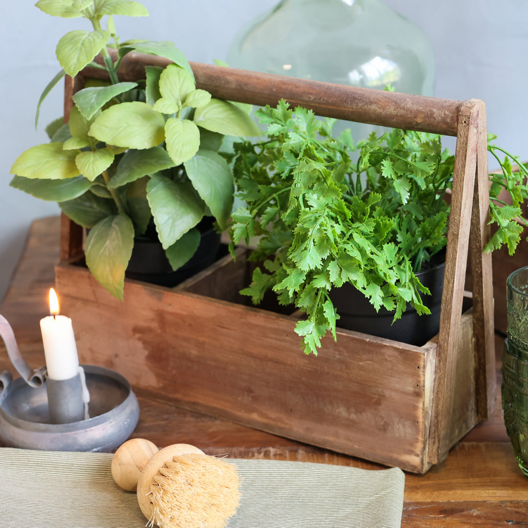 Rustikaler Chic Antique Holzkasten mit Handgriff für Kräuter, Gewürze oder Dekoration