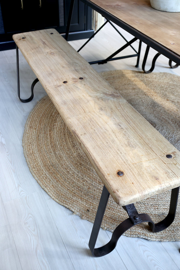 Chic Antique Grimaud Bank mit Eisengestell Natur