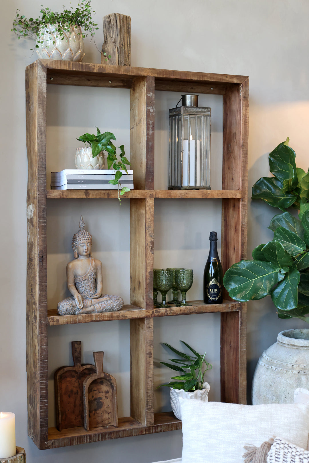 Chic Antique Grimaud Regal mit 6 Fächern aus Recyclingholz Natur