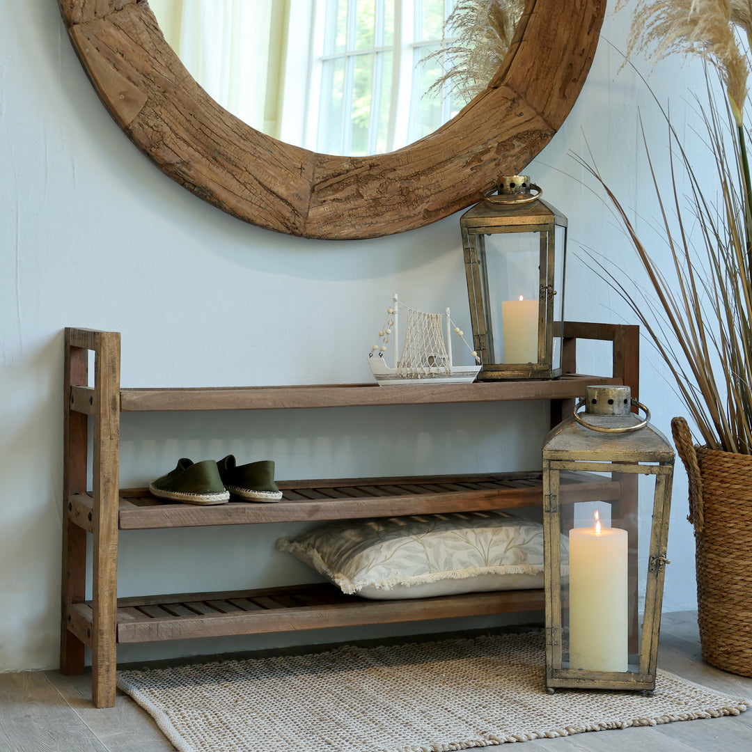 Chic Antique Grimaud Regal mit 3 Ablageböden aus Recyclingholz Natur