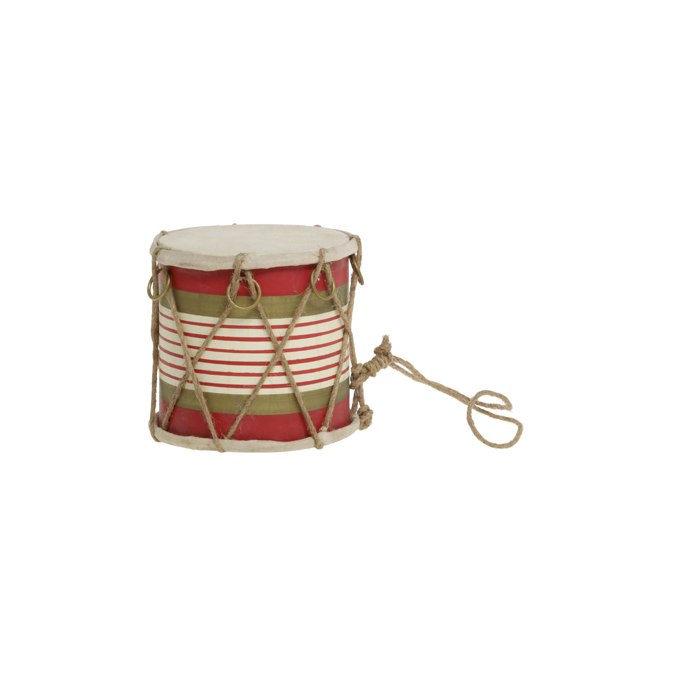 Chic Antique Vintage Trommel klein aus Mangoholz mit Leder und Baumwollschnur