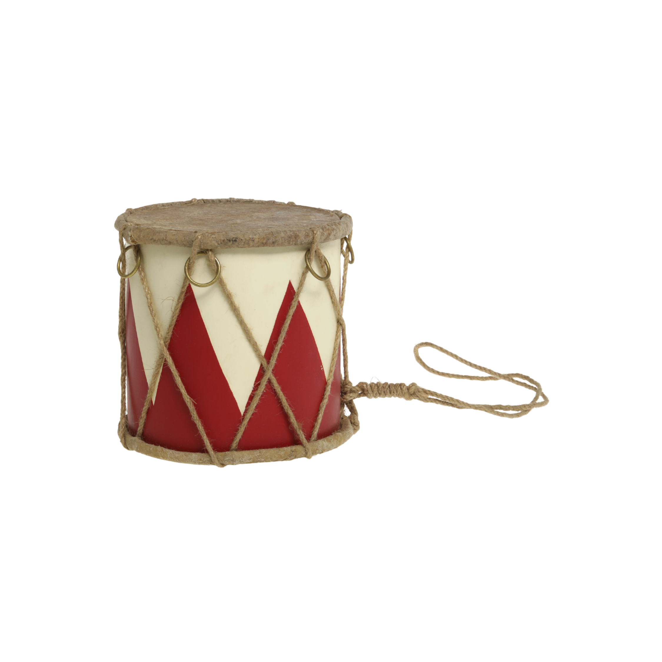 Chic Antique Vintage Trommel aus Mangoholz mit Leder und Baumwollschnur