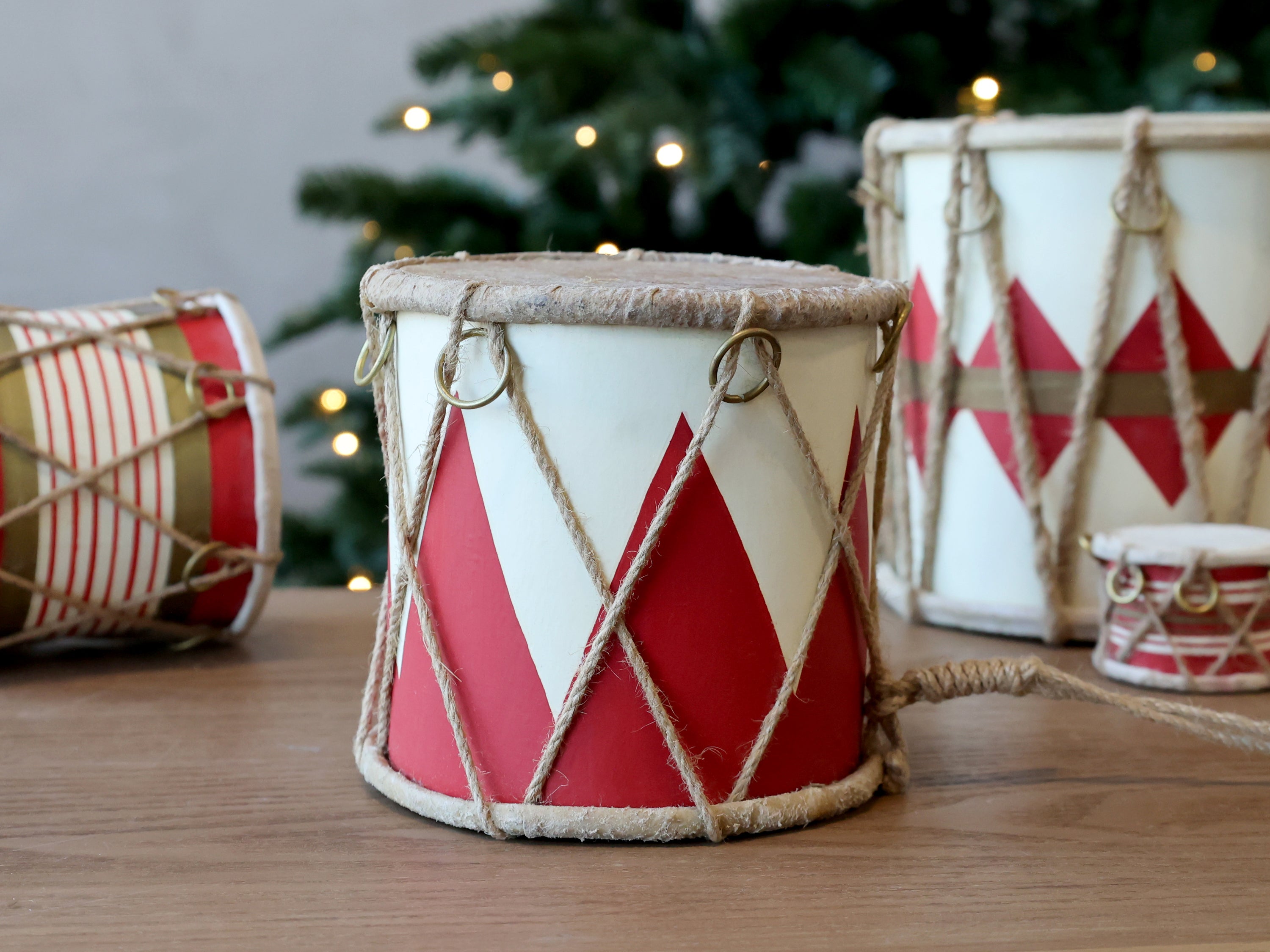 Chic Antique Vintage Trommel mit Leder handgemacht