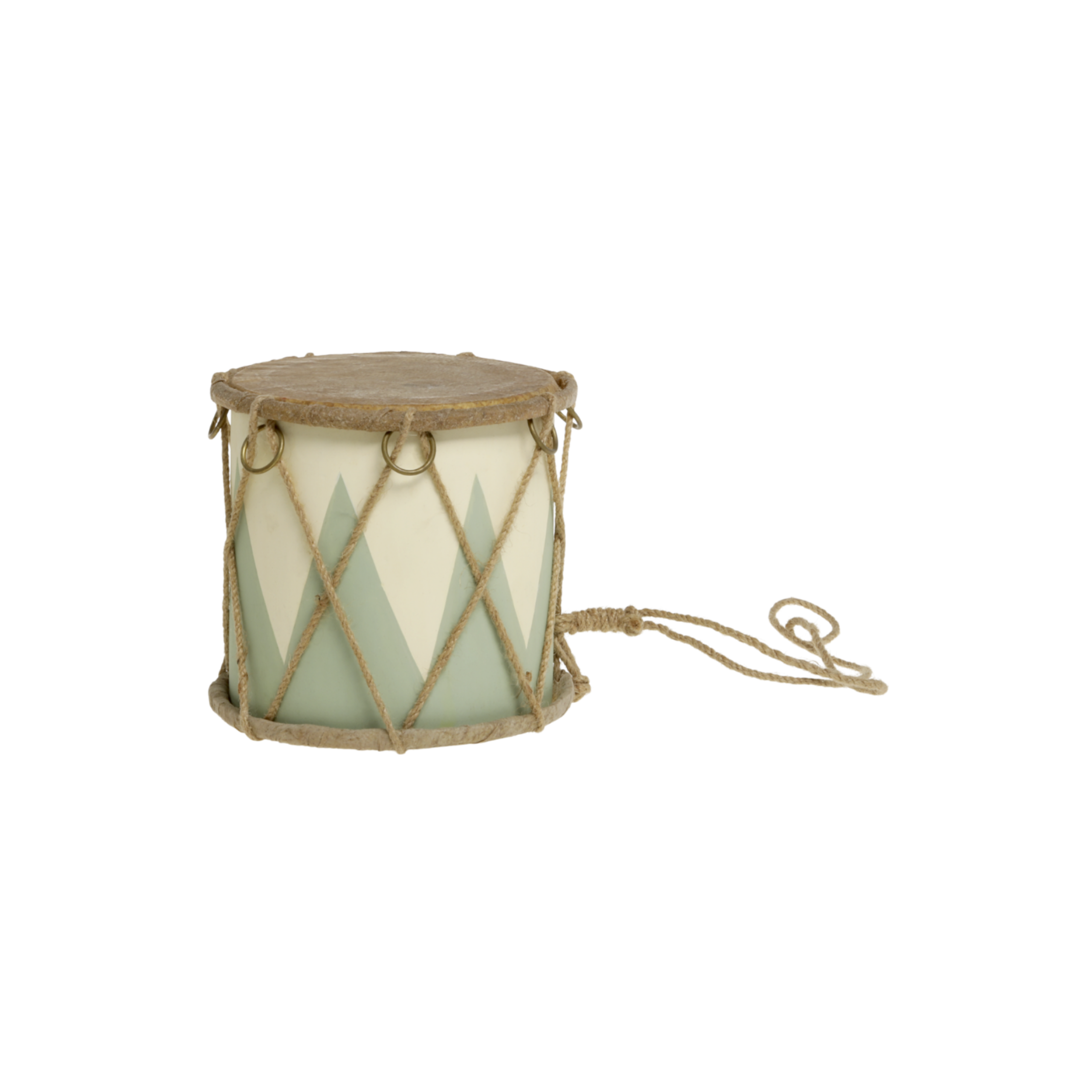 Chic Antique Vintage Trommel Grün Creme aus Mangoholz mit Leder