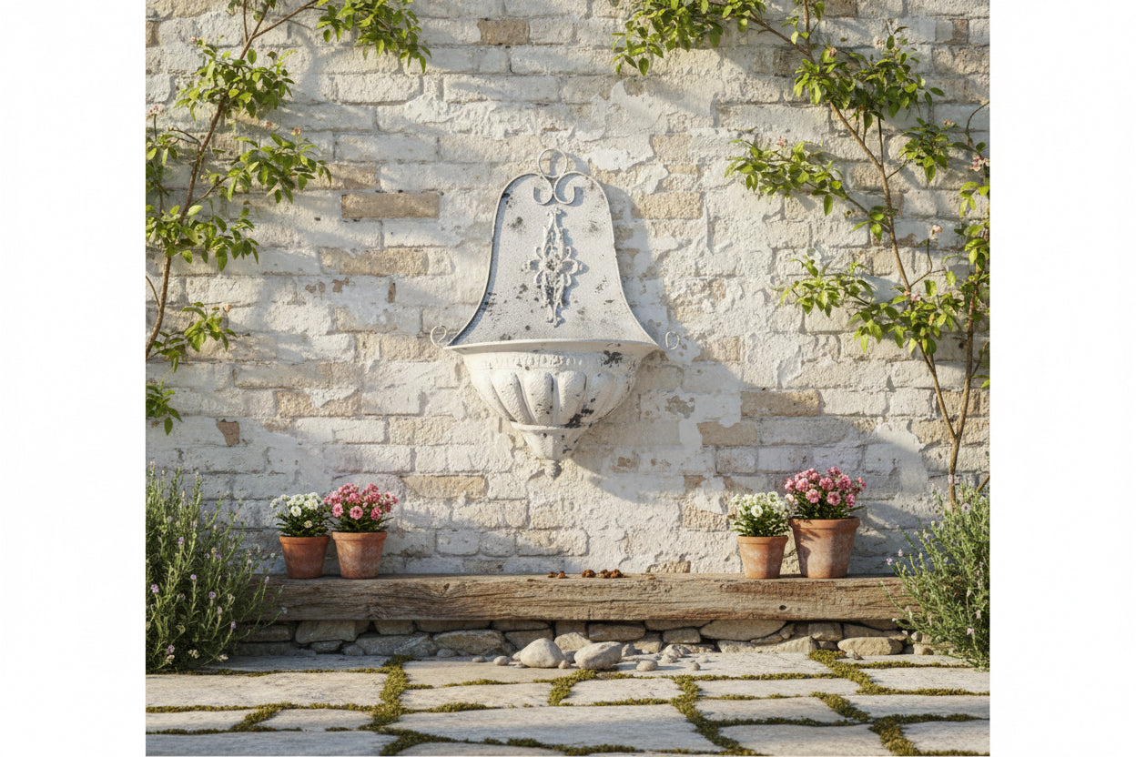 Altfranzösischer Wandaufhang in der Farbe Antique Creme aus Eisen