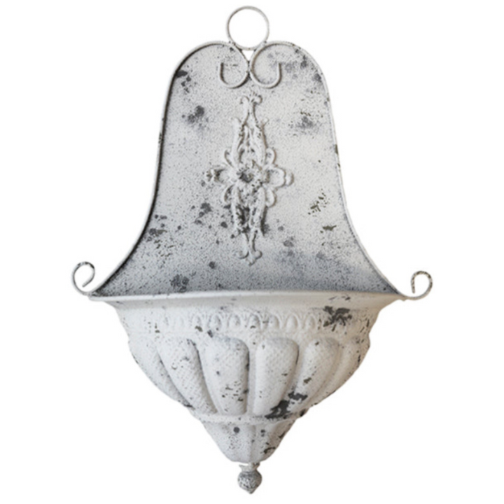 Chic Antique altfranzösischer Wandaufhang aus Eisen in Antique Creme