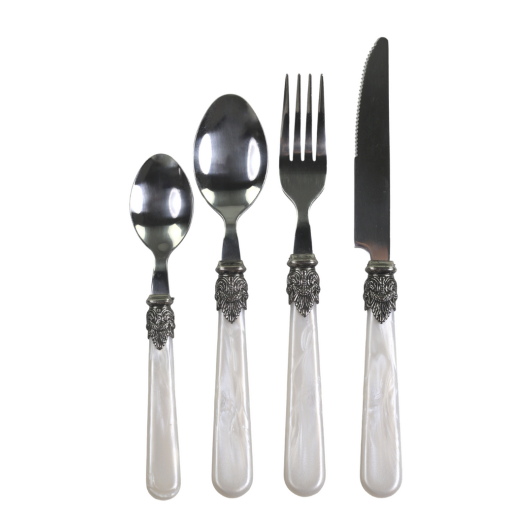 Chic Antique Linas Besteck Antique Perlmutt mit Silber Deko 4er Set