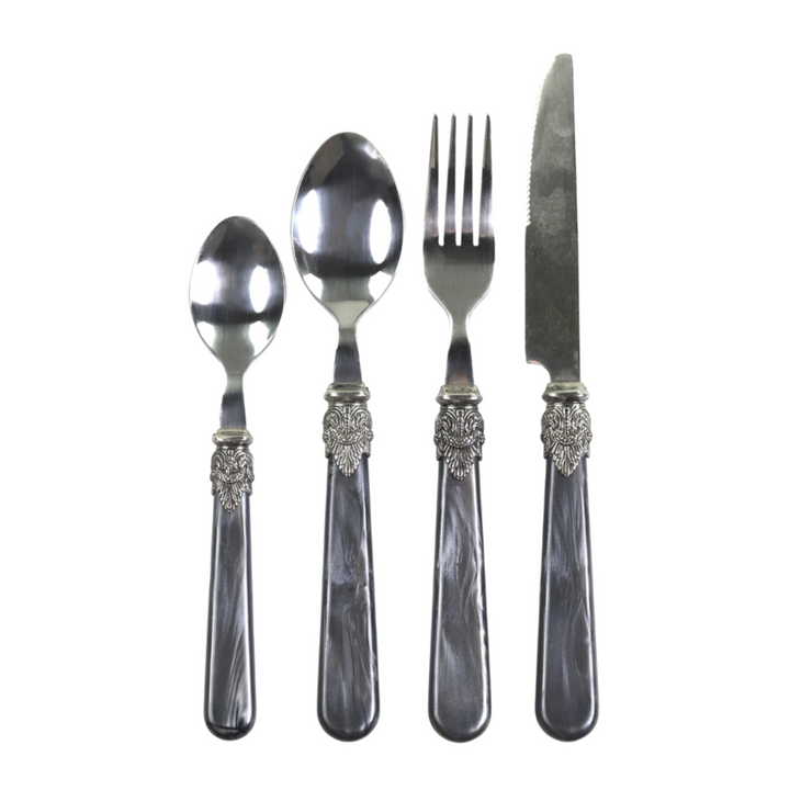 Chic Antique Linas Besteck Antique Kohle mit Silber Deko 4er Set