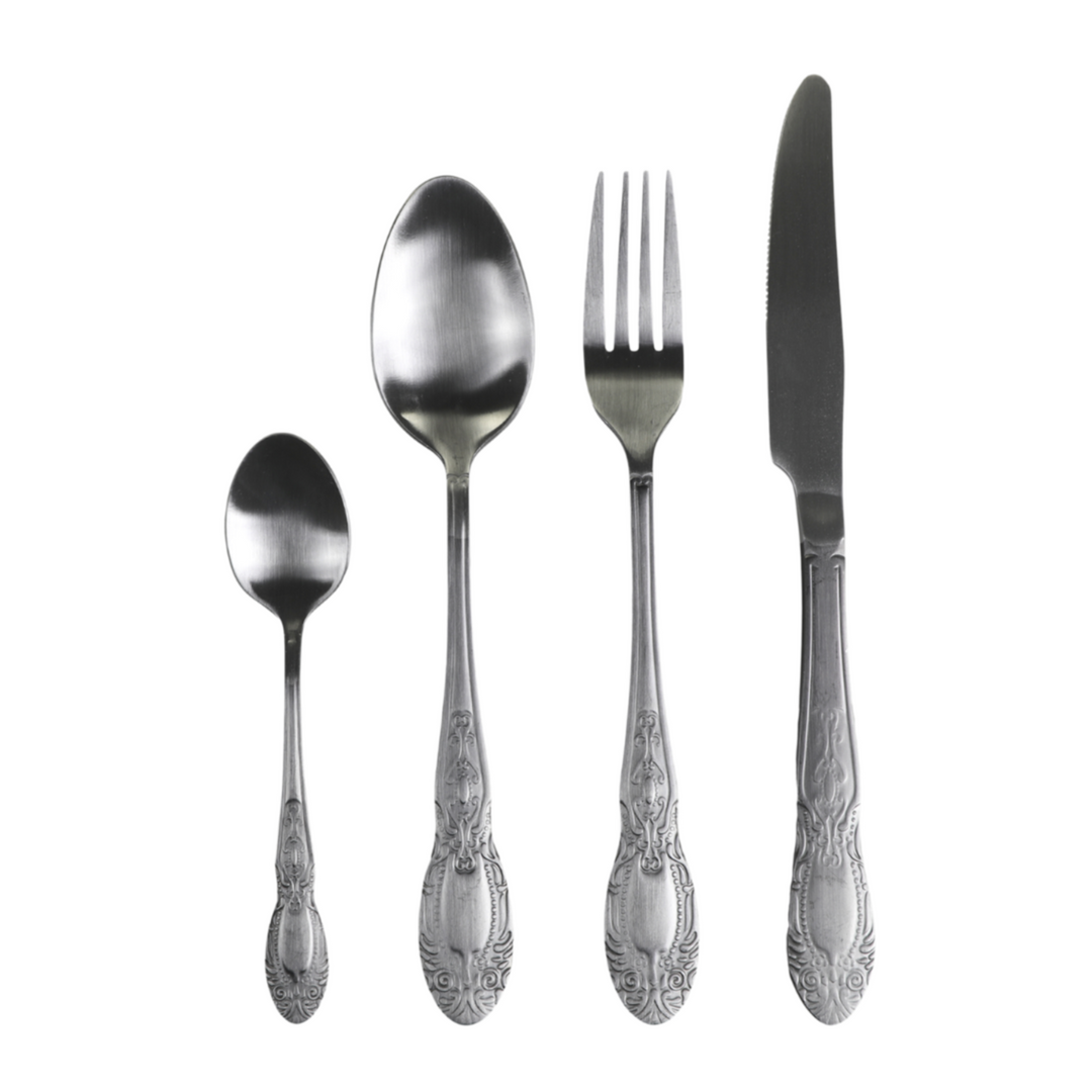Chic Antique Besteck Set Silber matt 4-teilig