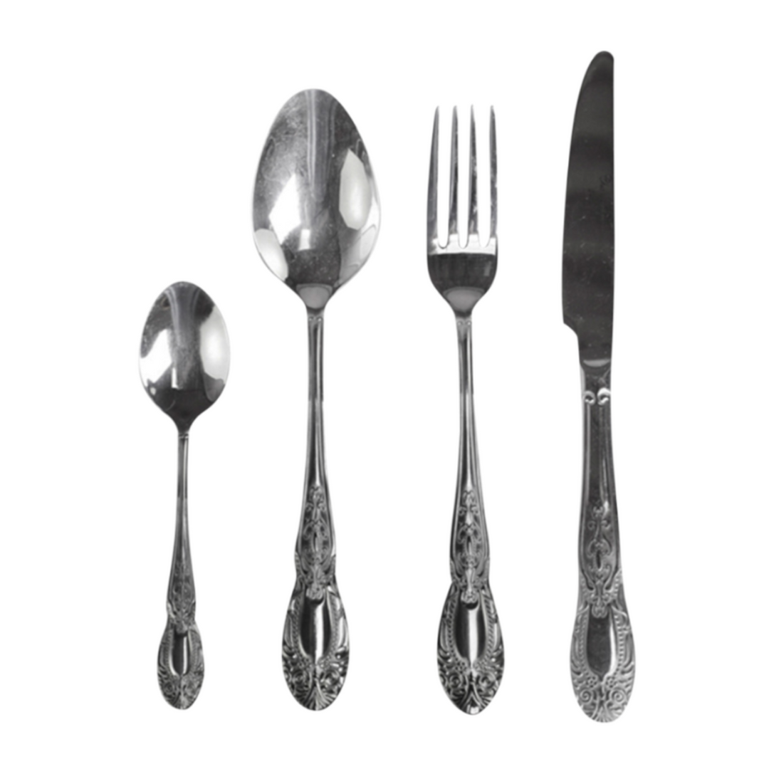 Chic Antique Besteck Set Silber glänzend 4-teilig