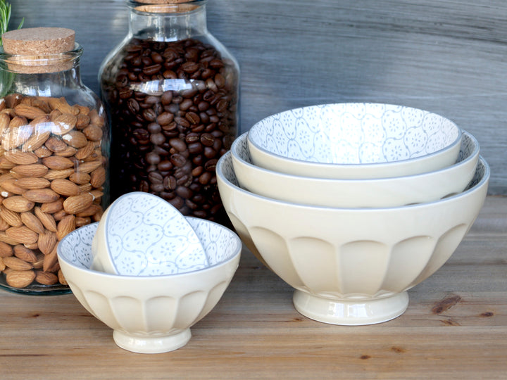Chic Antique Latteschüssel Creme mit feinem Innenmuster