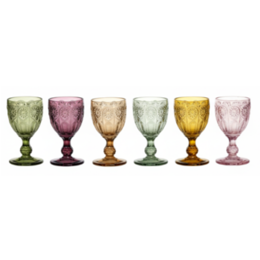 Chic Antique Saint-Émilion Weinglas 6er Set in verschiedenen Farben mit Reliefmuster
