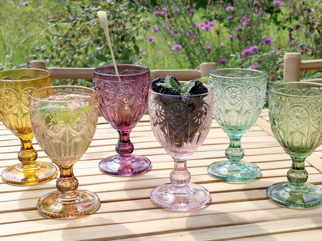 Chic Antique Saint-Émilion Weinglas 6er Set in Amber, Honey, Rosa, Taupe, Verte und Olive