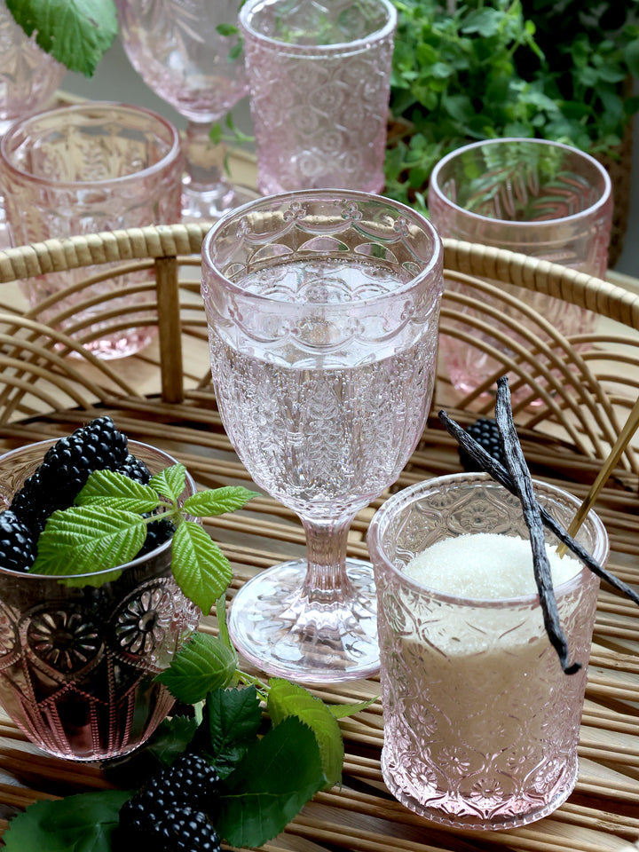 Chic Antique Saint-Émilion Weinglas Rosa im romantischen Landhausstil mit geprägtem Glasdesign