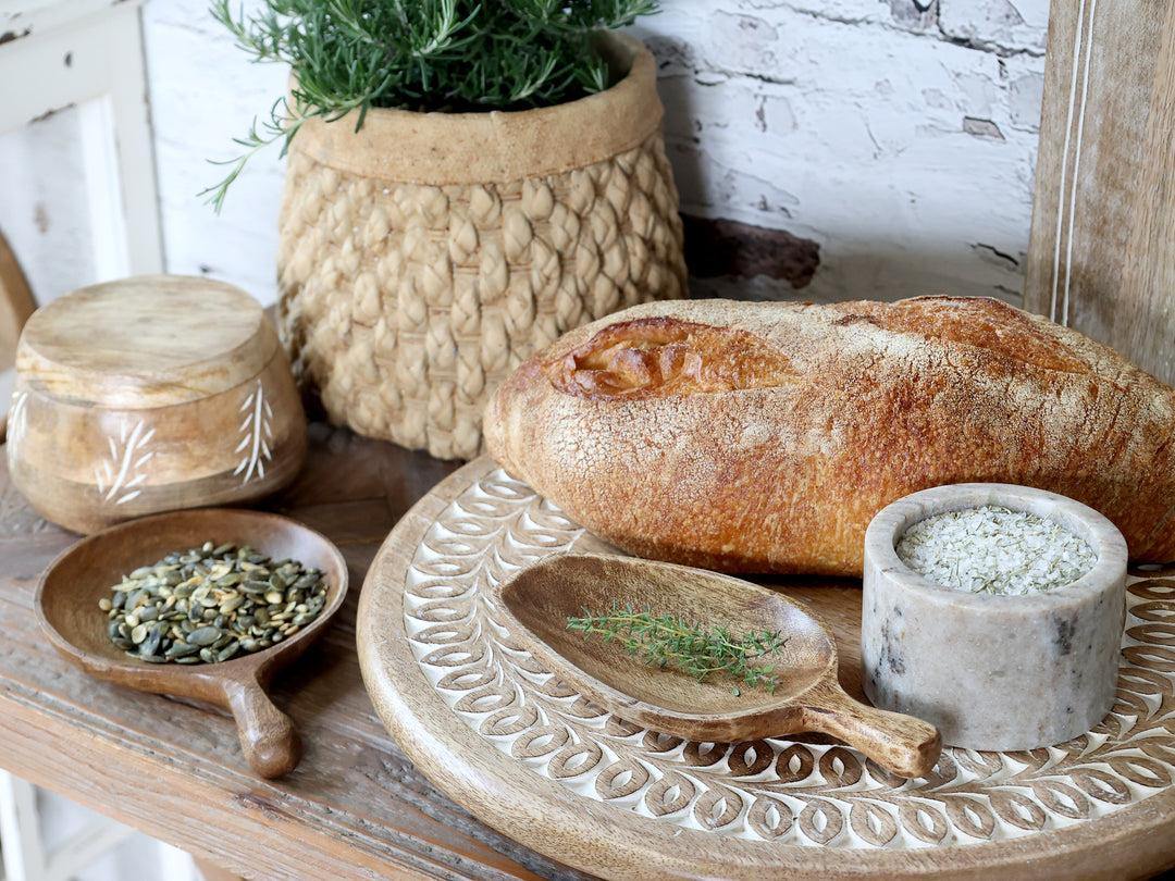 Chic Antique Holz Servierplatte aus Mangoholz für Brot und Snacks