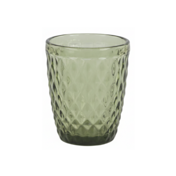 Chic Antique Saint-Émilion Glas Olive mit geprägtem Reliefmuster im Vintage Stil