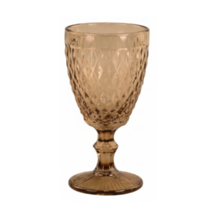 Chic Antique Saint-Émilion Weinglas Honig mit Reliefmuster im Vintage Stil