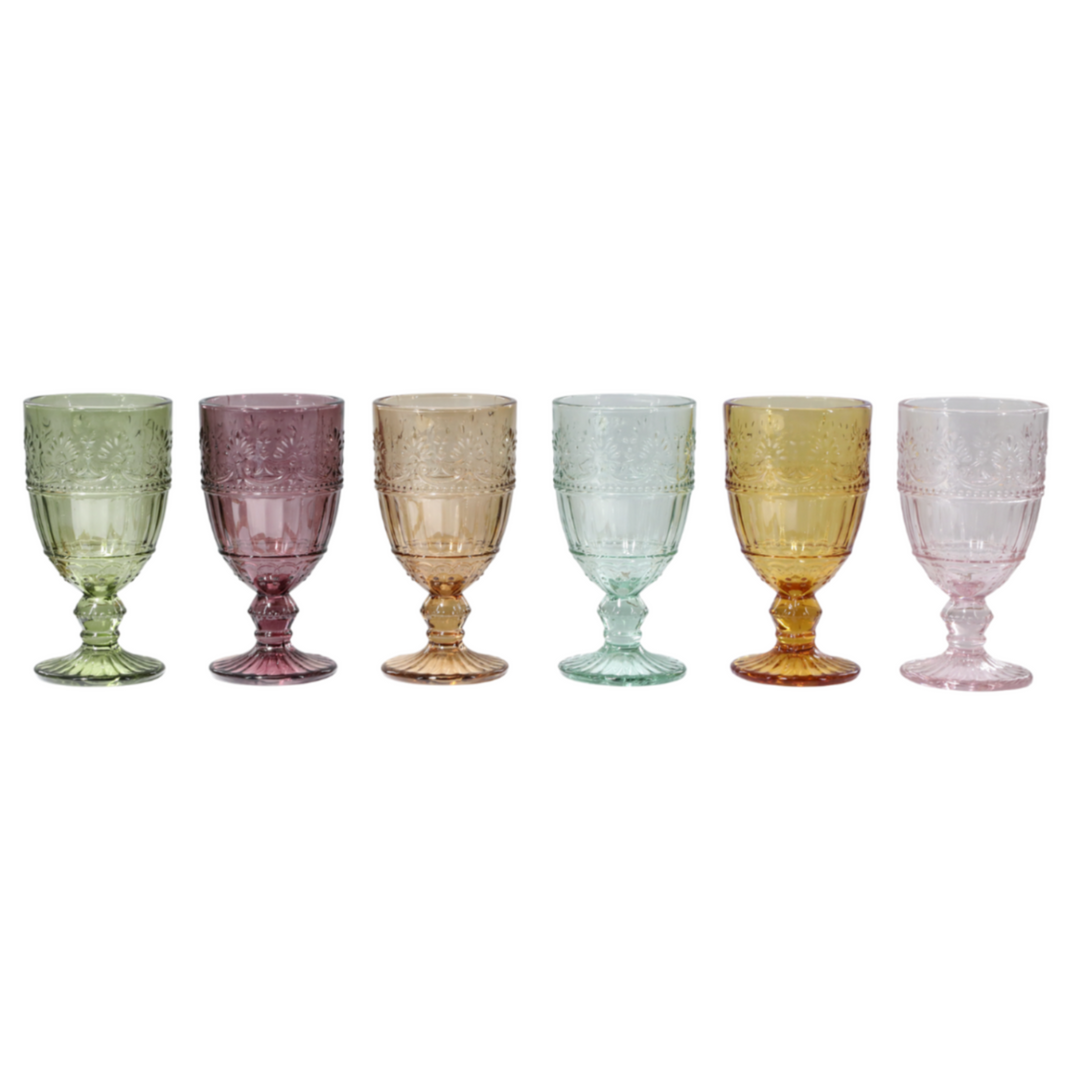 Chic Antique Saint-Émilion Weinglas 6er Set in Amber, Honey, Rosa, Taupe, Verte und Olive