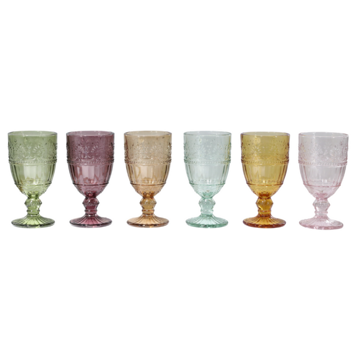 Chic Antique Saint-Émilion Weinglas 6er Set in Amber, Honey, Rosa, Taupe, Verte und Olive