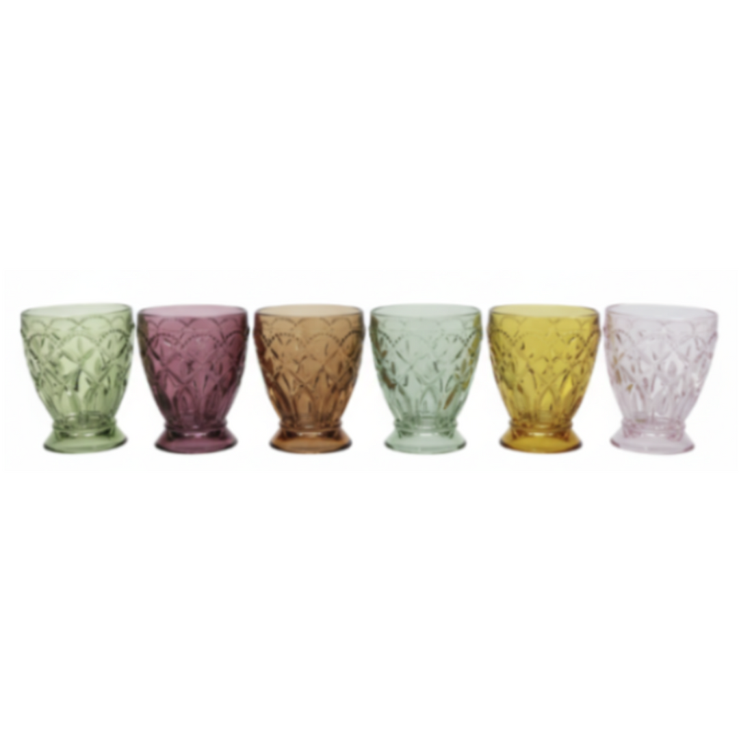 Chic Antique Saint-Émilion Glas 6er Set in Amber, Honey, Rosa, Taupe, Verte und Olive