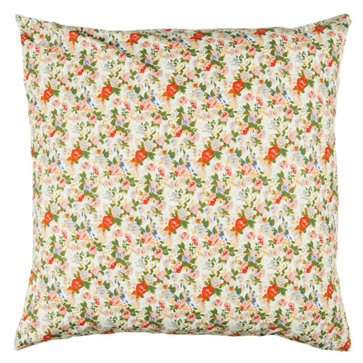 Ib Laursen Kissenbezug mit Blumen in Orange Rosa und Creme im skandinavischen Landhausstil