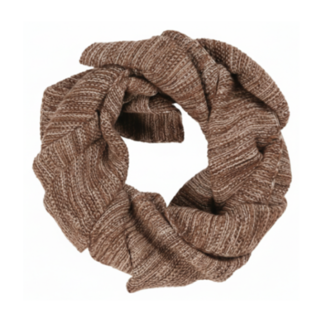 Ib Laursen Halstuch Braun Melange aus gestrickter Baumwolle als Rundschal im minimalistischen Design