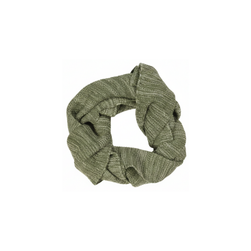 Ib Laursen Halstuch Grün Melange aus gestrickter Baumwolle als Rundschal im minimalistischen Design