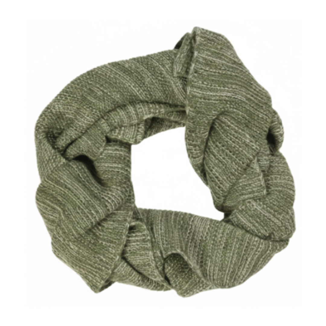 Ib Laursen Halstuch Grün Melange aus gestrickter Baumwolle als Rundschal im minimalistischen Design