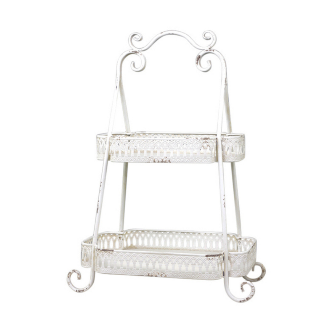 Chic Antique Etagere aus Eisen in Antique Creme im Vintage Landhausstil