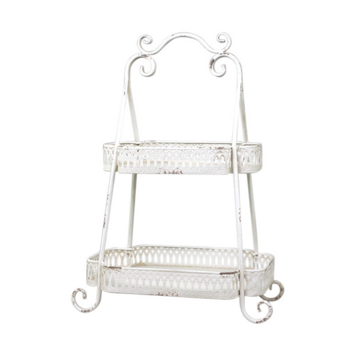 Chic Antique Etagere aus Eisen in Antique Creme im Vintage Landhausstil
