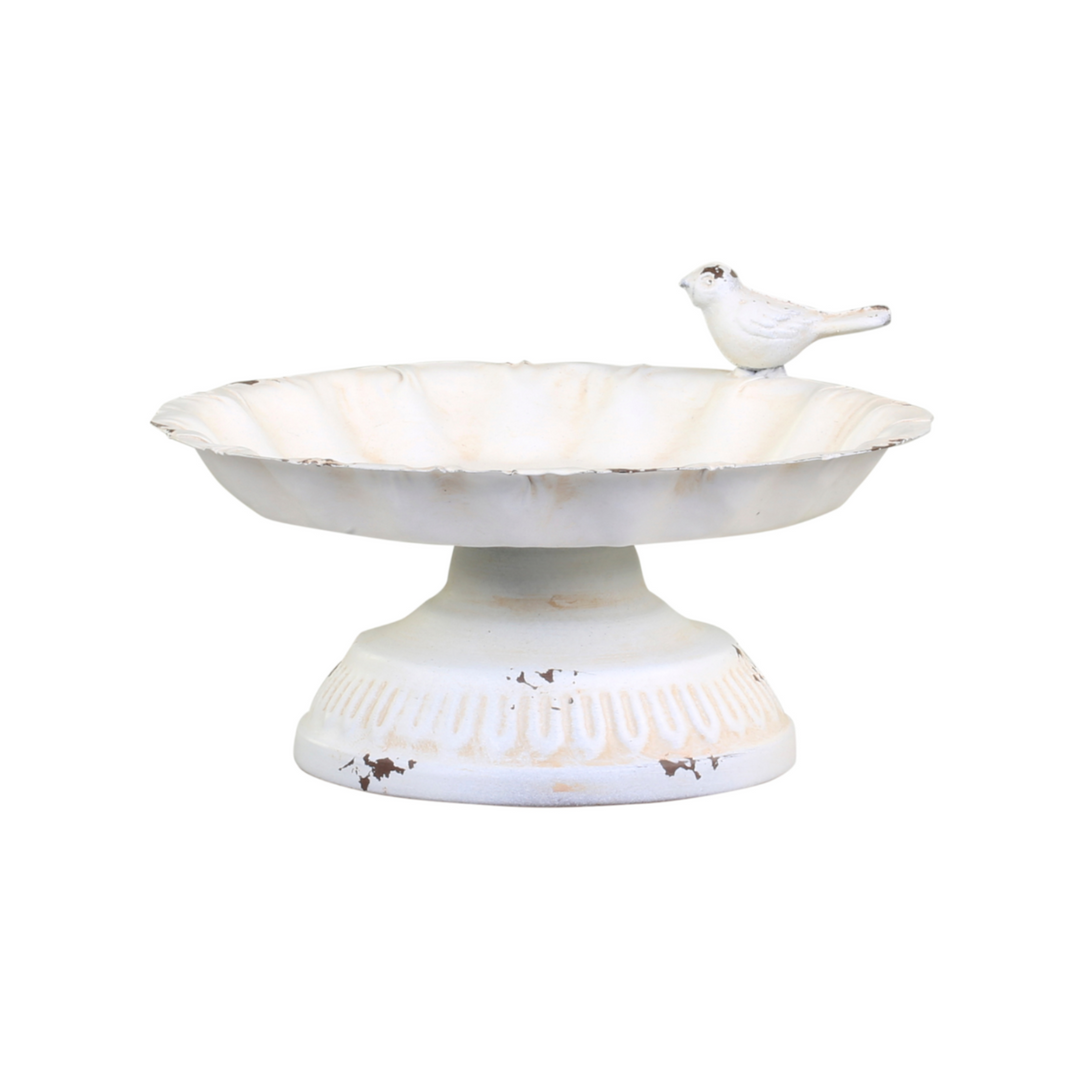Chic Antique Vogelbad auf Fuß aus Eisen in Antique Creme
