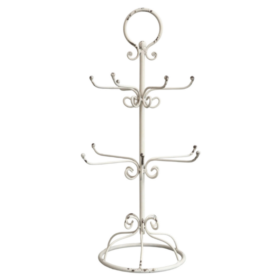 Chic Antique Stativ mit 12 Haken aus Eisen in Antique Creme