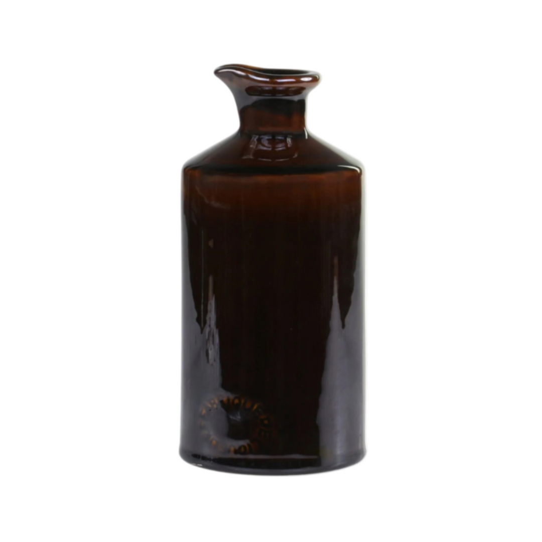 Chic Antique altfranzösische Flasche aus Glas in Antique Mokka