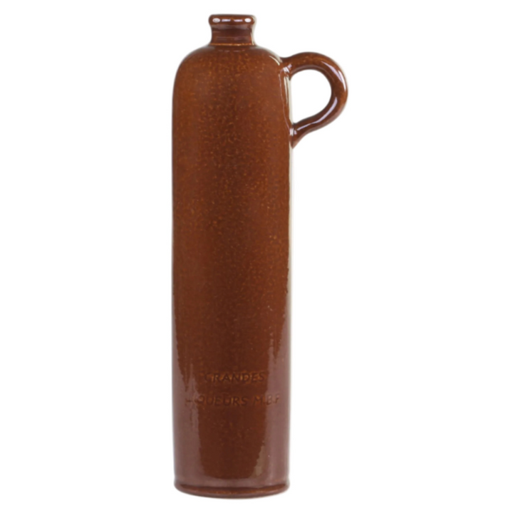 Chic Antique altfranzösische Flasche aus Keramik in Antique Mokka