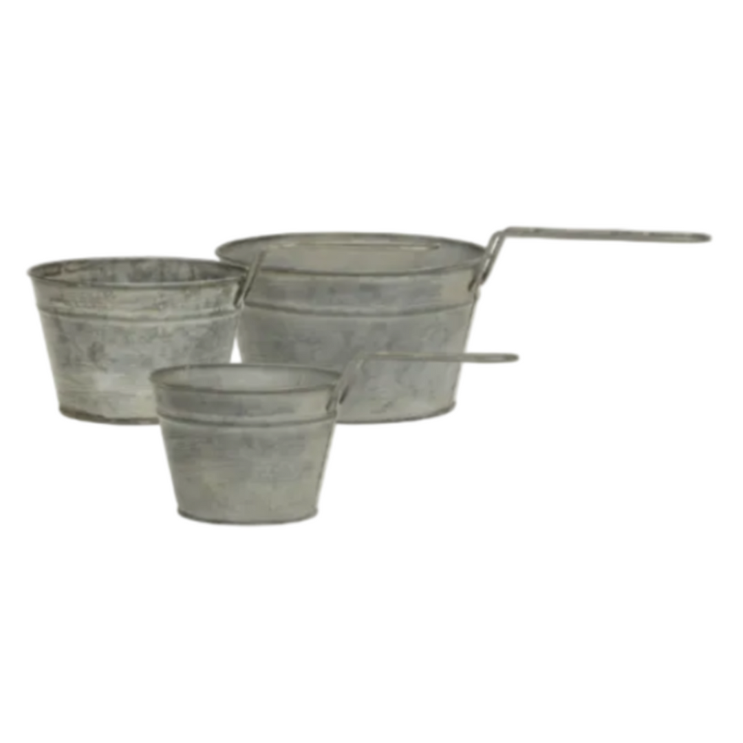 Chic Antique Blumentöpfe mit Griff im Antique Zink Look als dekoratives Pflanztopf Set