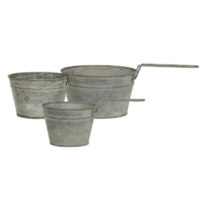 Chic Antique Blumentöpfe mit Griff im Antique Zink Look als dekoratives Pflanztopf Set
