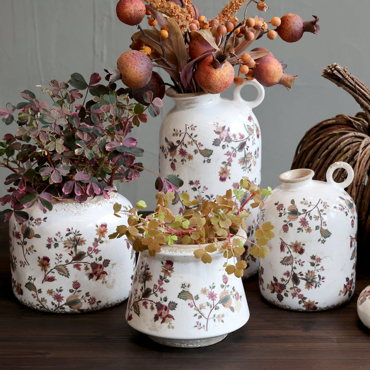 Chic Antique Nancy Keramik Blumentopf mit Blumenmotiv im Shabby Chic Landhausstil