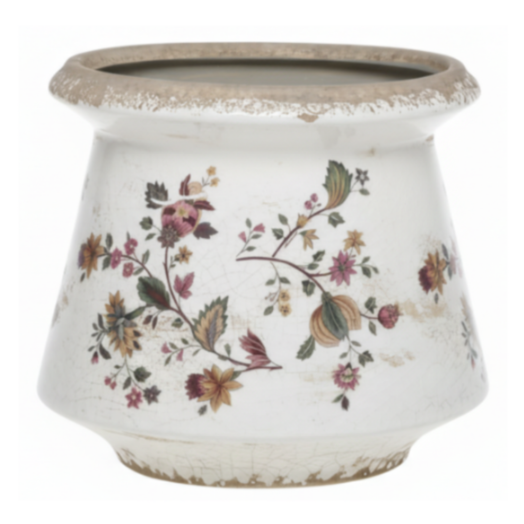 Chic Antique Nancy Blumentopf Keramik Pflanztopf mit floralem Muster Landhausstil