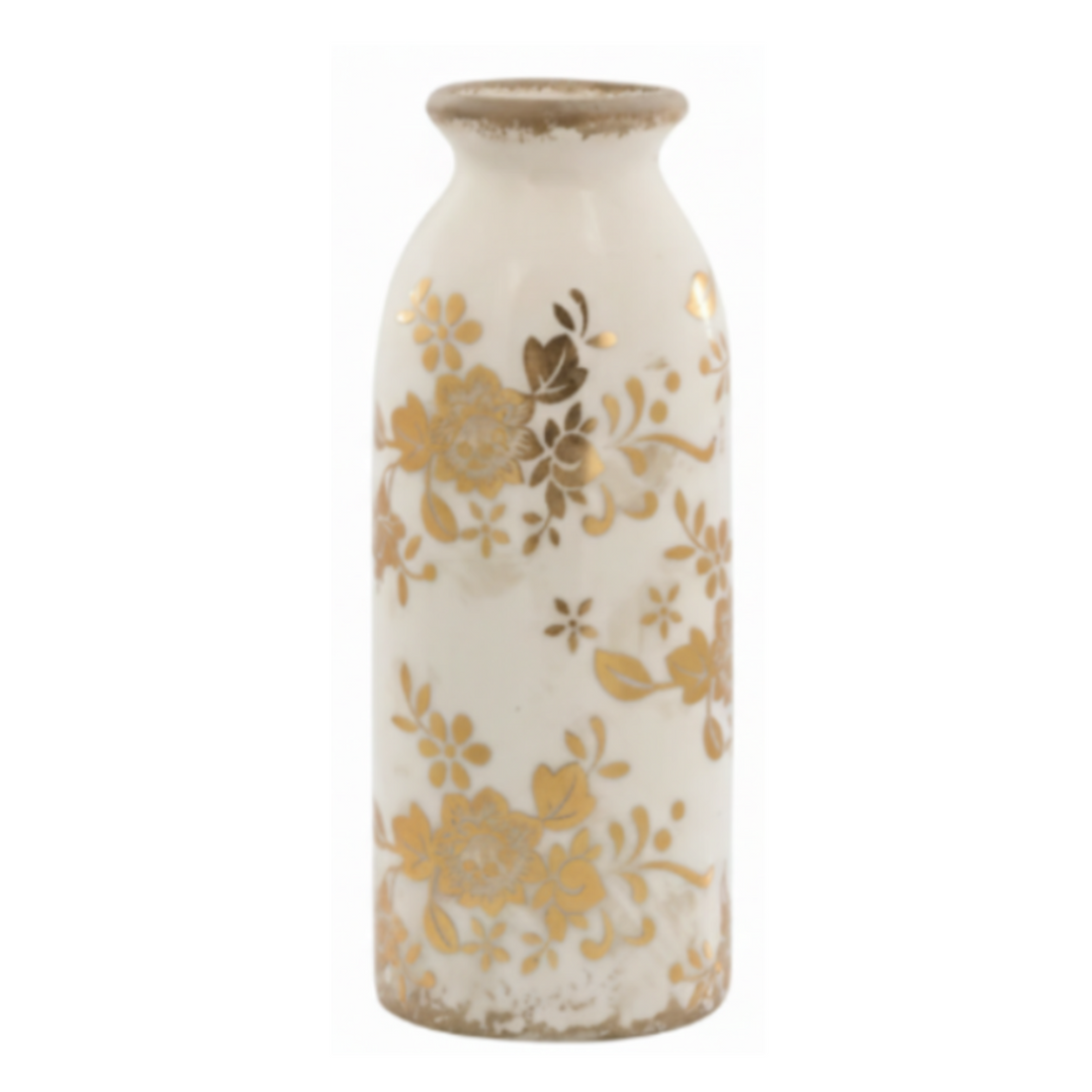 Chic Antique Anniversary Melun Flasche Keramik Vase Antique Messing Vintage Dekoration
