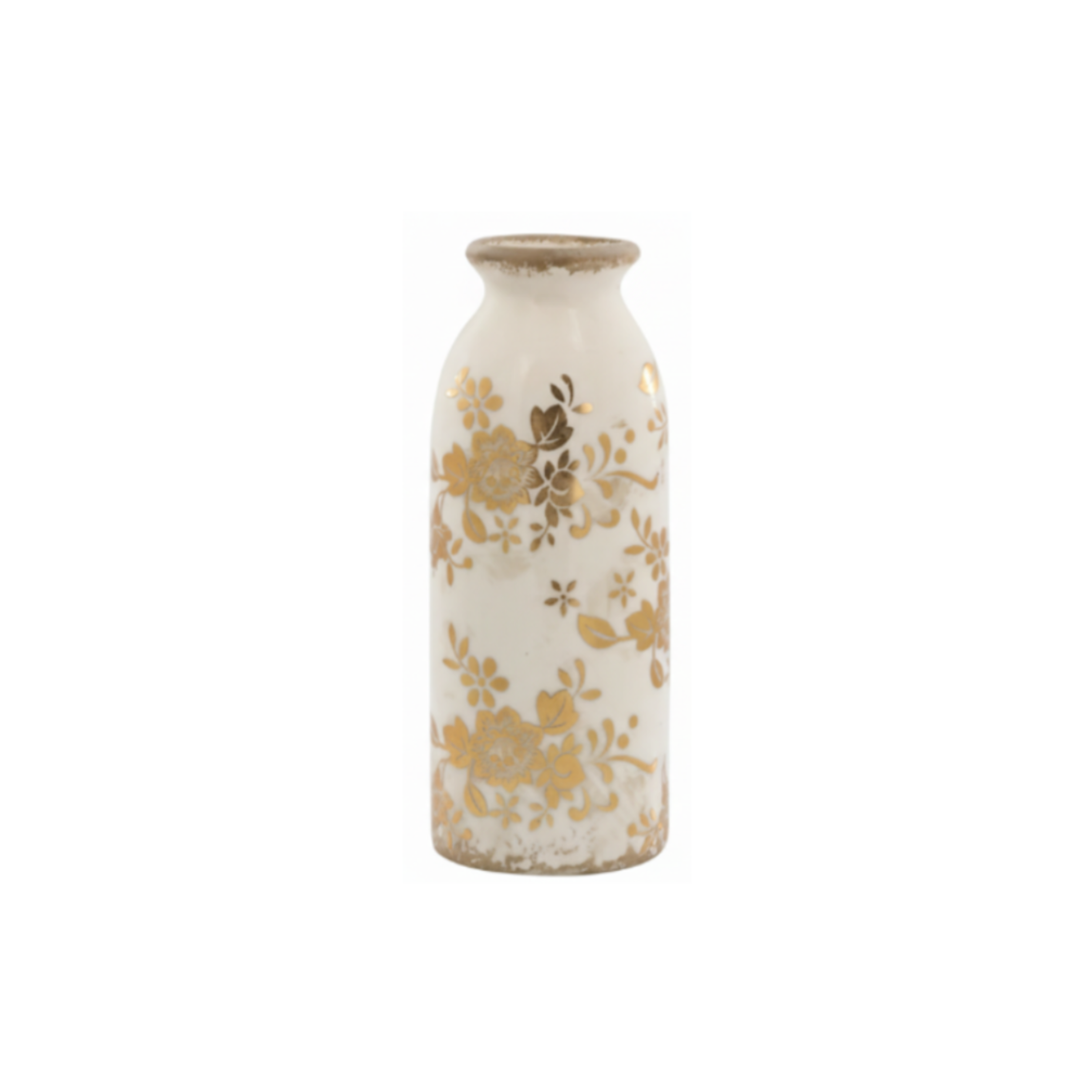 Chic Antique Anniversary Melun Flasche Keramik Vase Antique Messing Vintage Dekoration