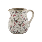 Chic Antique Kanne mit Blätter und Beeren Motiv aus Keramik in Creme im Landhausstil