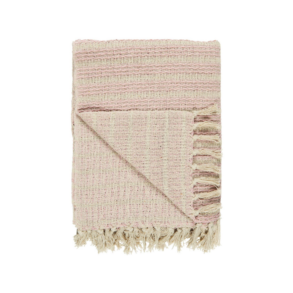 Ib Laursen Plaid creme hellrosa mit Streifenmuster im skandinavischen Landhausstil