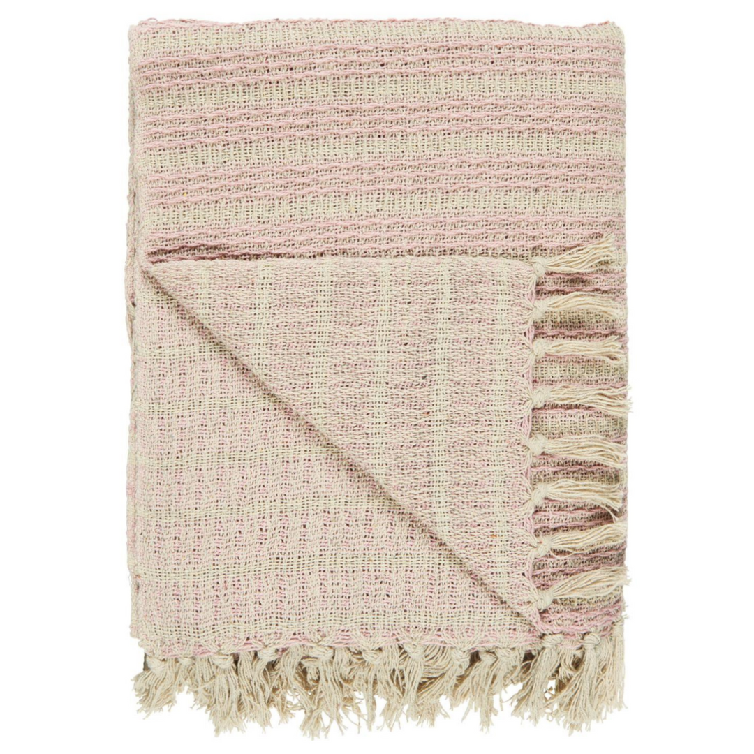 Ib Laursen Plaid creme hellrosa mit Streifenmuster im skandinavischen Landhausstil